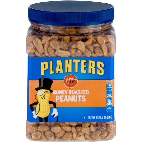 Picture of PLANTERS Dry-Roasted Honey Peanuts, 34.5 Oz Tub