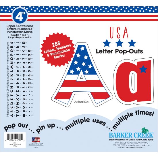 Picture of Barker Creek Letter Pop-Outs, 4in, USA, Set Of 255