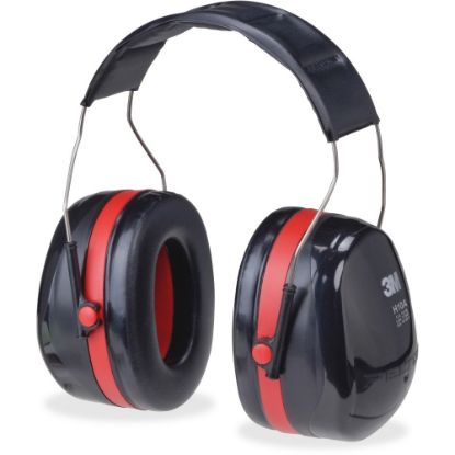 Picture of Peltor Optime 105 Twin Cup Earmuffs - Foldable, Comfortable, Lightweight, Low Linting - Noise, Noise Reduction Rating Protection - Foam, Acrylonitrile Butadiene Styrene (ABS), Plastic, Plastic - Black, Red - 1 Each