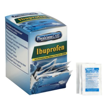 Picture of PhysiciansCare Ibuprofen Pain Reliever Medication, 2 Tablets Per Packet, Box of 50 Packets