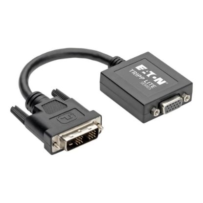 Picture of Tripp Lite 6in DVI-D to VGA Adapter Active Converter Cable 6in 1920x1200 - DVI/VGA for Video Device, Monitor, Projector - 6in - 1 x DVI-D (Single-Link) Male Digital Video - 1 x HD-15 Female VGA, 1 x Micro Type B Female USB - Black - 6in DVI/VGA Video Cabl