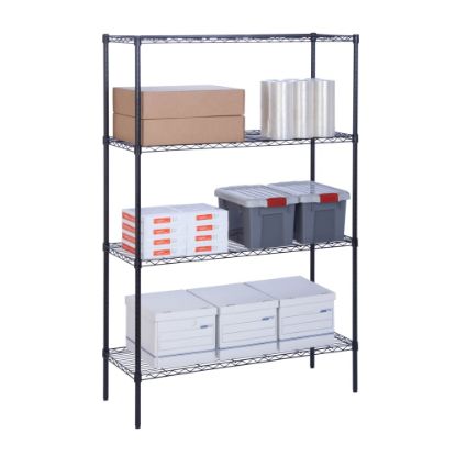 Picture of Honey-Can-Do Urban Steel Adjustable Storage Shelving Unit, 4-Tiers, 72inH x 18inW x 48inD, Black