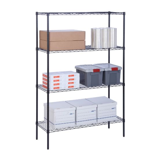 Picture of Honey-Can-Do Urban Steel Adjustable Storage Shelving Unit, 4-Tiers, 72inH x 18inW x 48inD, Black