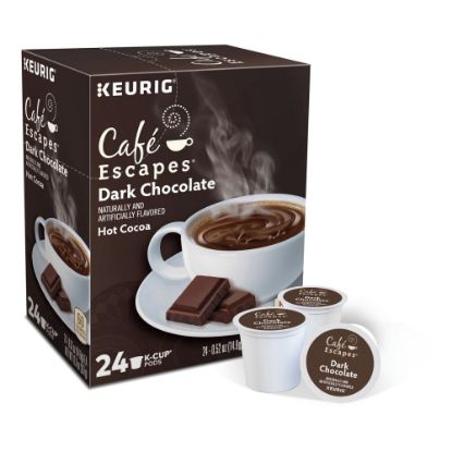 Picture of Cafe Escapes Dark Chocolate Hot Cocoa Single-Serve K-Cup, Box Of 24