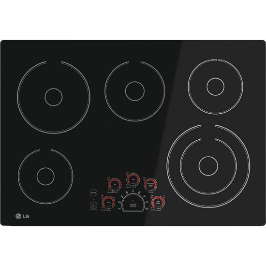 Picture of LG LCE3010SB Electric Cooktop - 30in Wide - 5 Cooking Element(s) Gas Element - 3000 W Electric Element - Glass Ceramic Cooktop - Black