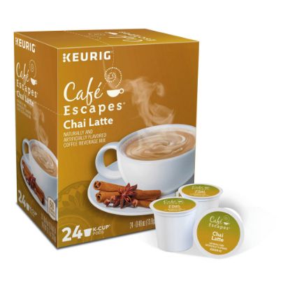 Picture of Cafe Escapes Single-Serve K-Cup Pods, Chai Latte Coffee, Carton Of 24