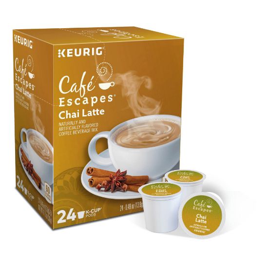 Picture of Cafe Escapes Single-Serve K-Cup Pods, Chai Latte Coffee, Carton Of 24