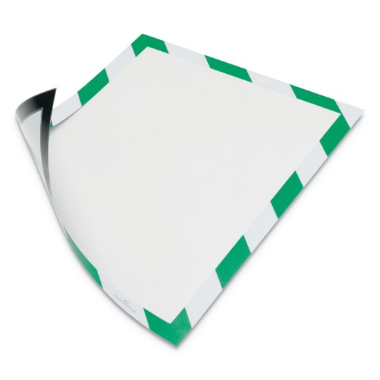 Picture of DURABLE DURAFRAME Security Magnetic Sign Holders, 9-1/2in x 12in, Green/White, Set Of 2 Holders