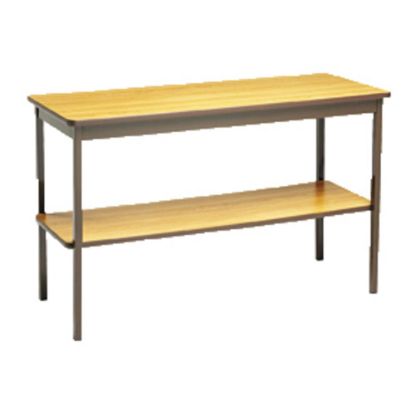 Picture of Barricks Utility Table With Bottom Storage Shelf, Rectangle, 48inW x 18inD x 30inH, Oak