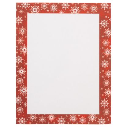 Picture of JAM Paper Holiday Paper, Letter Size (8 1/2in x 11in), Red Snowflake Border, Pack Of 100 Sheets