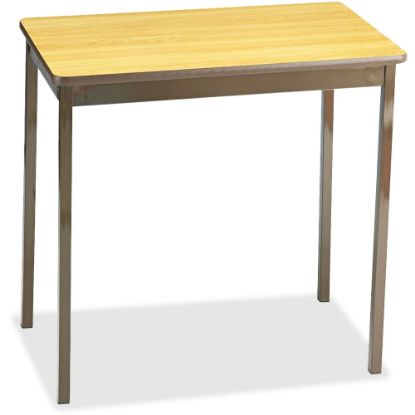 Picture of Barricks Utility Table - Laminated Rectangle, Light Oak Top - Square Leg Base - 4 Legs - 30in Table Top Length x 18in Table Top Width x 0.75in Table Top Thickness - 30in Height - Assembly Required - Steel