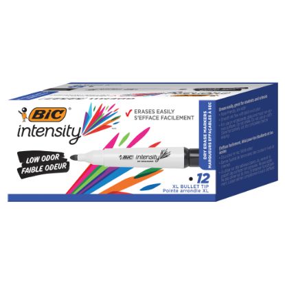 Picture of BIC Intensity Low Odor Whiteboard Markers, Chisel Tip, Black Ink, Pack Of 12