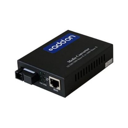 Picture of AddOn 1Gbs 1 RJ-45 to 1 SC Media Converter - Fiber media converter - GigE - 10Base-T, 1000Base-TX, 100Base-TX, 1000Base-BX-U - RJ-45 / SC single-mode - up to 37.3 miles - 1490 (TX) / 1550 (RX) nm