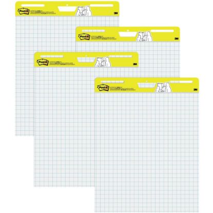 Picture of Post-it Super Sticky Easel Pads, 25in x 30in, 4 Pads, 30 Sheets/Pad, Back to School for Classrooms, Blue Grid, White