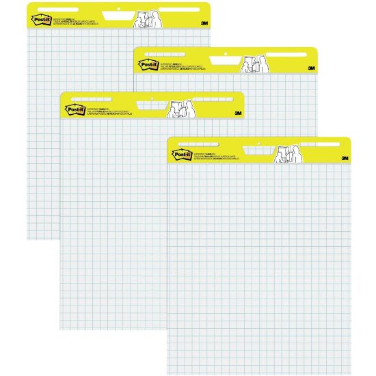 Picture of Post-it Super Sticky Easel Pads, 25in x 30in, 4 Pads, 30 Sheets/Pad, Back to School for Classrooms, Blue Grid, White