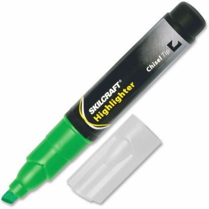 Picture of SKILCRAFT Fluorescent Jumbo Highlighters, Green, Box Of 12 (AbilityOne 7520-01-166-0682)