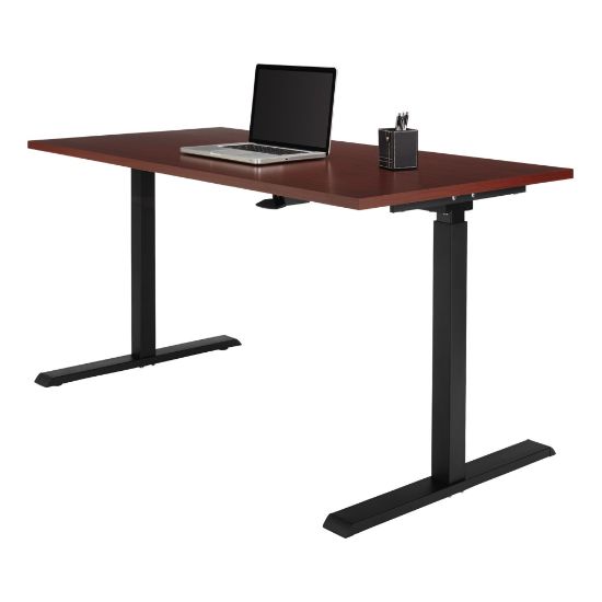 Picture of Realspace Magellan 60inW Pneumatic Height-Adjustable Standing Desk, Cherry