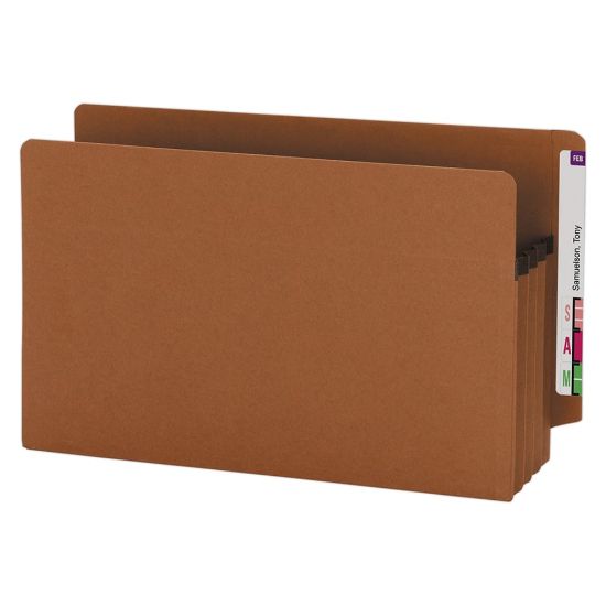 Picture of Smead End-Tab Extra-Wide File Pockets, 3-1/2in Expansion, Extra-Wide Legal Size, 100% Recycled, Redrope, Pack Of 25