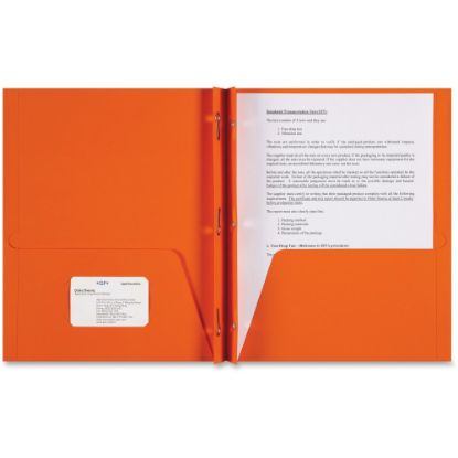 Picture of Sparco 3-Prong Leatherette Portfolios, 2 Pockets, Letter Size, Orange, Box Of 25 Portfolios