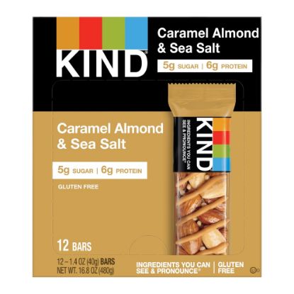 Picture of KIND Healthy Snack Bars, Sea Salt/Caramel/Almond, 1.4 Oz, Box Of 12 Bars