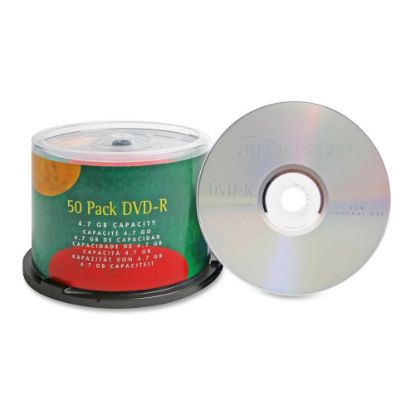 Picture of Compucessory DVD Recordable Media - DVD-R - 16x - 4.70 GB - 50 Pack - Silver - 120mm - 2 Hour Maximum Recording Time