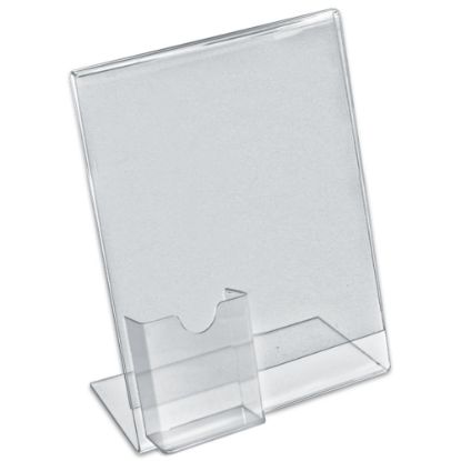 Picture of Azar Displays L-Shaped Acrylic Sign Holders With Attached Tri-Fold Pockets, 11in x 8 1/2in, Clear, Pack Of 10