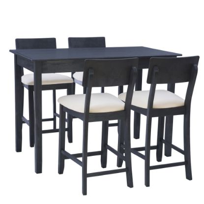 Picture of Linon Dixie 5-Piece Tavern Set, Beige/Dark Charcoal