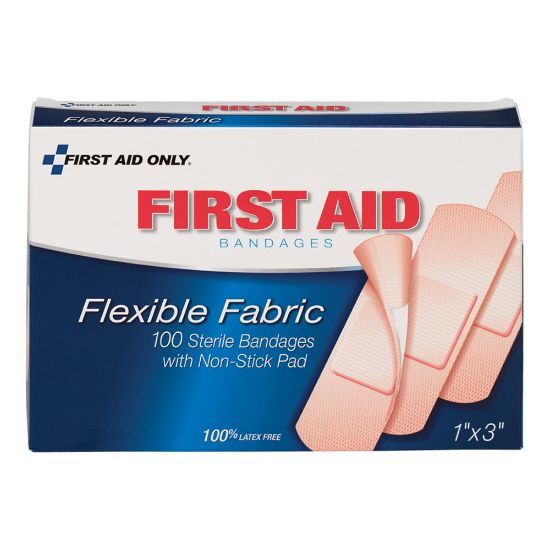 Picture of First Aid Only Fabric Bandages, 1in x 3in, Box Of 100