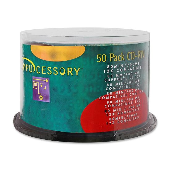 Picture of Compucessory CD Rewritable Media - CD-RW - 12x - 700 MB - 50 Pack - Silver - 120mm - 1.33 Hour Maximum Recording Time