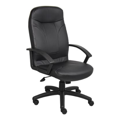 Picture of Boss Office Products High-Back Ergonomic Leather Managers Chair, Black