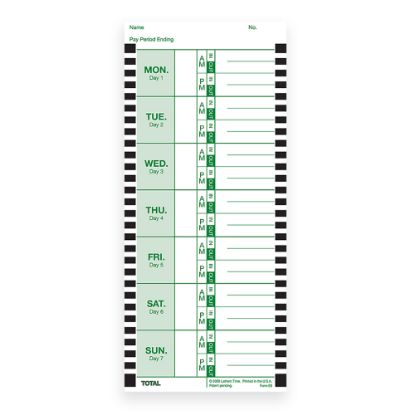 Picture of Lathem Time Cards, E8-100, Weekly, 1-Sided, 8 1/2in x 3 3/4in, White, Box Of 100