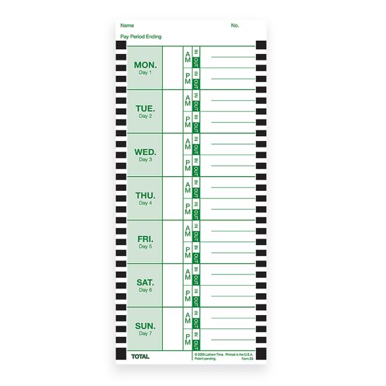 Picture of Lathem Time Cards, E8-100, Weekly, 1-Sided, 8 1/2in x 3 3/4in, White, Box Of 100