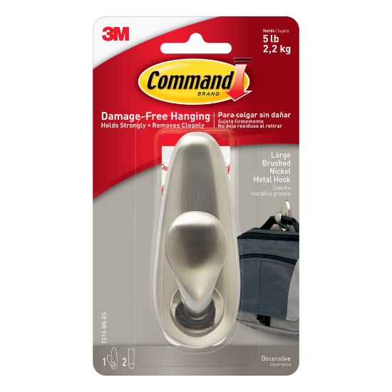 Picture of Command Forever Classic Large Metal Hooks, 1 Command Hook, 2 Command Strips, Damage Free Organizing of Dorm Rooms