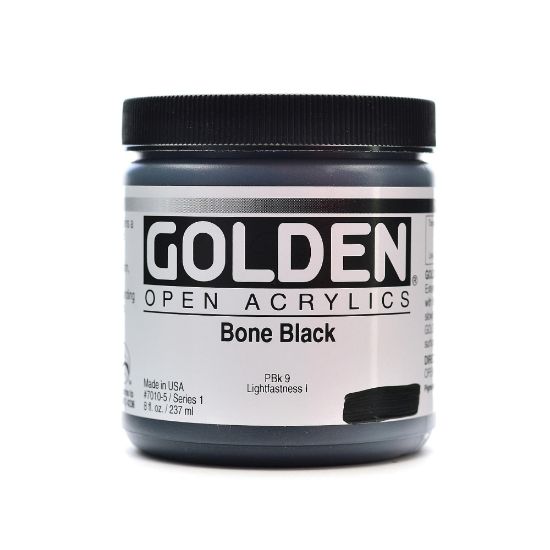 Picture of Golden OPEN Acrylic Paint, 8 Oz Jar, Bone Black