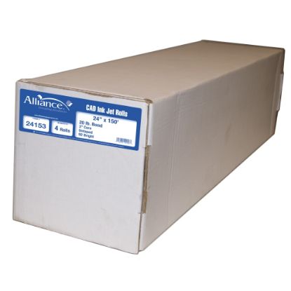 Picture of Alliance CAD Bond Paper, 3in Core, 24in x 150ft, 92 Brightness, 20 Lb, White, Pack Of 4 Rolls