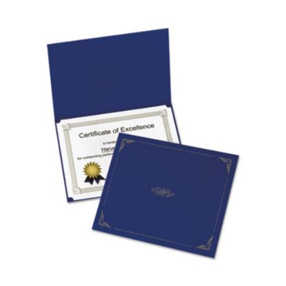 Picture of Oxford Linen-finish Certificate Holders - Letter - 8 1/2in x 11in Sheet Size - Linen - Dark Blue - 5 / Pack