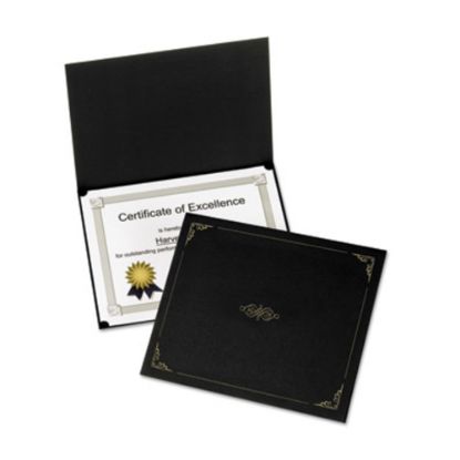 Picture of Oxford Linen-finish Certificate Holders - Letter - 8 1/2in x 11in Sheet Size - Linen - Black - 5 / Pack