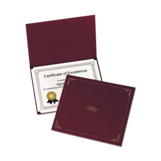 Picture of Oxford Letter Certificate Holder - 8 1/2in x 11in - Linen - Burgundy - 5 / Pack