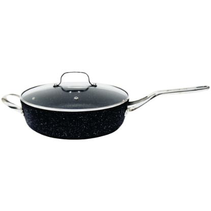 Picture of Starfrit The Rock 11in , 4.7-Quart Deep Saute Pan with Glass Lid & Stainless Steel Handles - Frying, Cooking - Dishwasher Safe - 11in Diameter - Black - Glass Lid