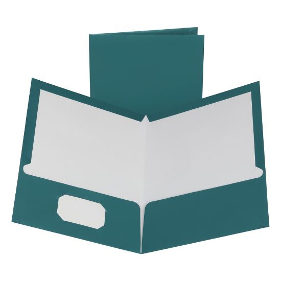 Picture of Oxford Laminated Twin-Pocket Folders, 8 1/2in x 11in, Metallic Teal, Box Of 25