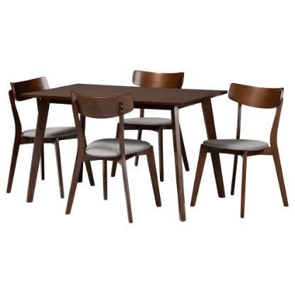 Picture of Baxton Studio Nori Dining Set, 29-1/2inH x 47-1/4inW x 29-1/2inD, Light Gray/Walnut