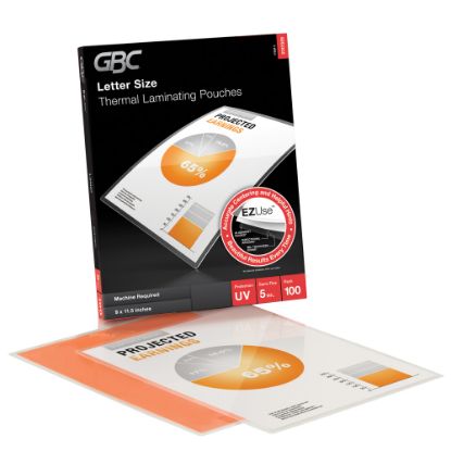 Picture of GBC EZUse Thermal Laminating Pouches, Letter Size, 5 Mil, 11 1/2in x 9in, Clear, Pack Of 100