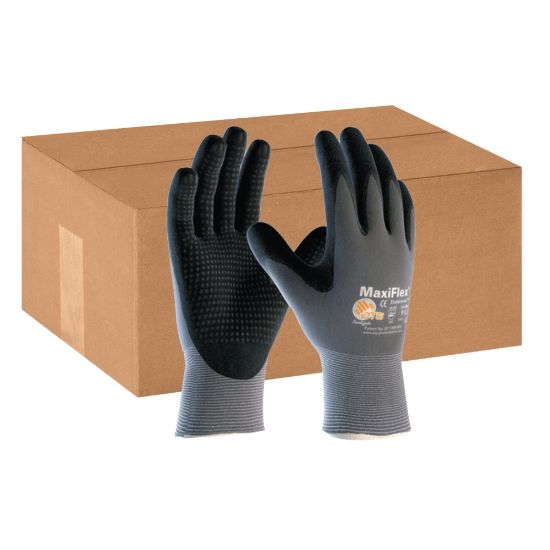 Picture of Bouton MaxiFlex Endurance Nitrile Gloves With MicroFoam Grip On Palm And Fingers, Large, Black/Gray, Pack Of 12 Pairs