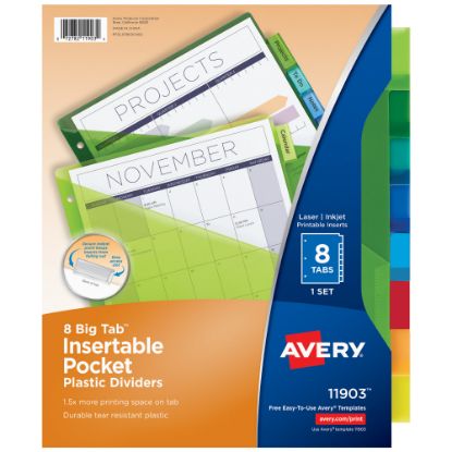 Picture of Avery Big Tab Insertable Plastic Dividers, Single Pocket, Multicolor, 8-Tab