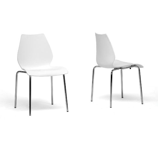 Picture of Baxton Studio Overlea Stackable Chairs, White, Set Of 2