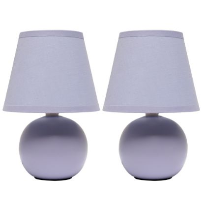 Picture of Simple Designs  Mini Ceramic Globe Table Lamp, 8.66inH, Purple, 2pk