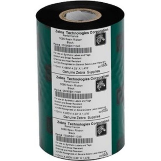 Picture of Zebra Resin Ribbon 4.33inx98ft 5095 High Performance P4T - Thermal Transfer - Black - 10 / Box