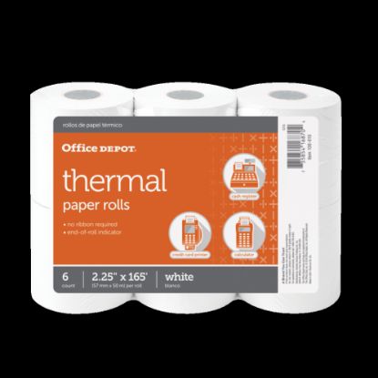 Picture of Office Depot Brand Thermal Paper Rolls, 2-1/4in x 165ft, White, Pack Of 6