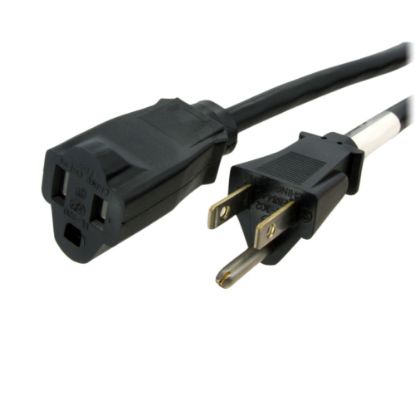 Picture of StarTech.com Power Extension Cable - 125V AC - 15A - 6ft - Black - Extend your power cord by 6ft - 6ft 5-15 Extension Cord / 6 ft NEMA Extension Cord / AC Power Extension Cord / 6 feet Power Extension Cable / NEMA 5-15R to NEMA 5-15P - Saves space