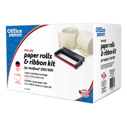 Picture of Office Depot Brand Verifone Kit For 250/500 Models, 3in x 100ft, Pack Of 10 Rolls & 1 Ribbon